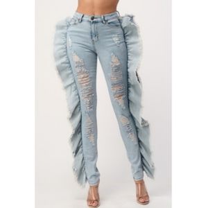 Mermaid Distressed Denim Pants